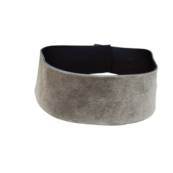 ZAPA Paris Wide Gray Suede Leather Waist Belt Made in France Size T1 - Picture 4 of 11